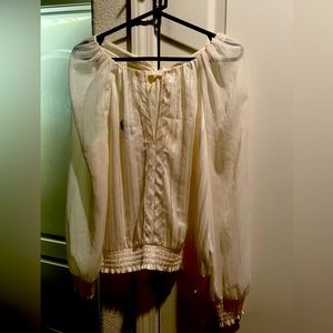 Sexy Sheer long sleeves white blouse by BEBE
